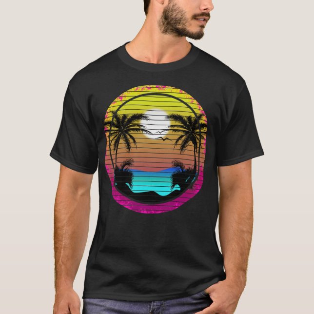 T-shirt Palmier rétro et clé de Noël ouest (Devant)