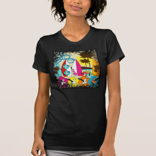 T-shirt Palmier surfant de planches de surf de plage