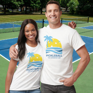 T-shirt Palmier tropical Sun de Pickleball votre texte