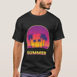 T-shirt Palmiers à couchers de soleil tropicaux Design d'é