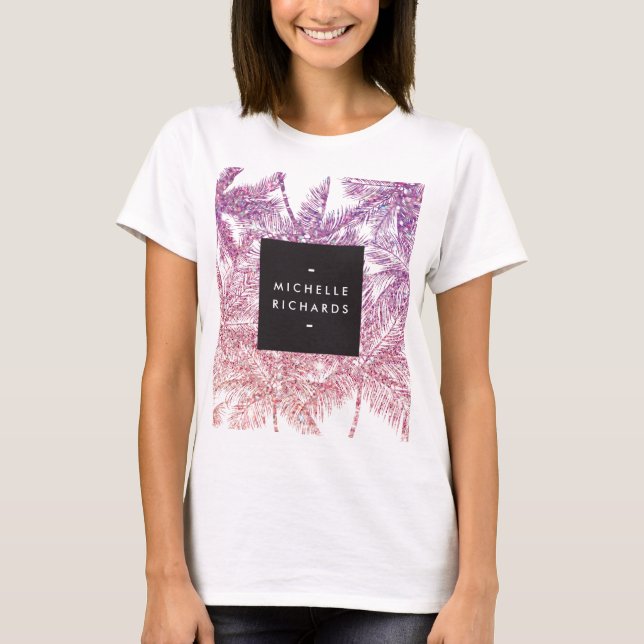 T-shirt Palmiers à Parties scintillant tropicales violet/r (Devant)