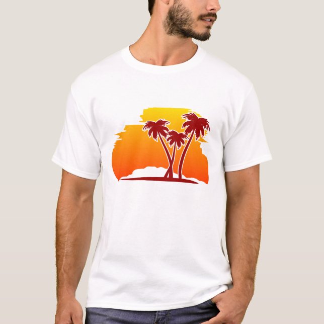 T-shirt Palmiers au coucher du soleil (Devant)