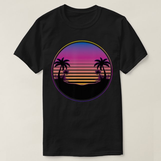 T-shirt Palmiers coucher de soleil Vacances été Plage Trop (Design devant)