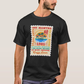 T-shirt Palmiers De 40 Ans Nés 1981 Timbre Rétro 40E