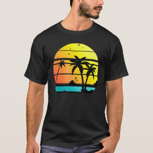 T-shirt Palmiers de coco couchés de soleil Vibes d'été Ret