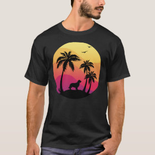 T-shirt Palmiers De Plage Et Golden Retriever
