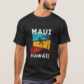 T-shirt Palmiers de vacances d'été hawaïens rétro Maui Haw
