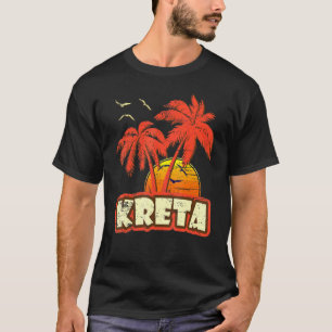 T-shirt Palmiers d'été de Crète Coucher de soleil sur la p