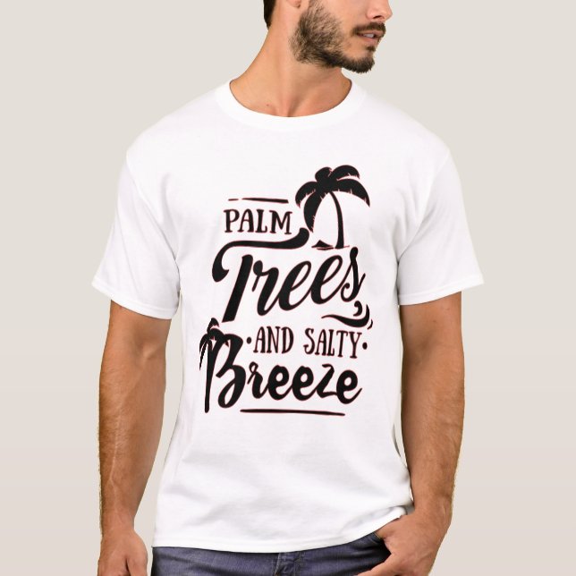 T-SHIRT PALMIERS ET BREEZE SALTY - BEACH LOVER (Devant)