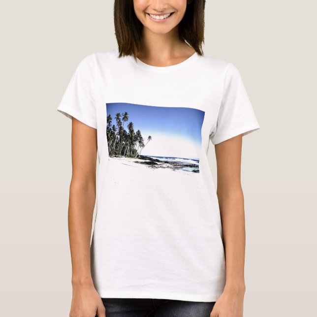 T-shirt Palmiers exotiques & Plage Paradise (Devant)