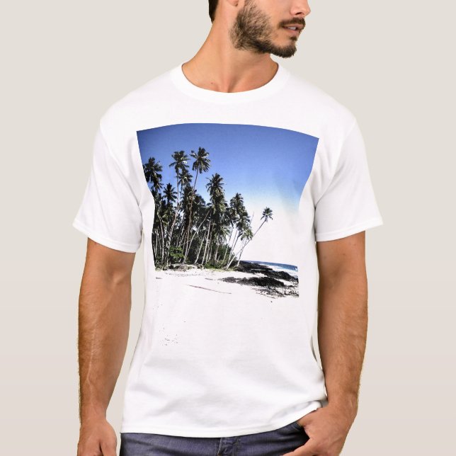 T-shirt Palmiers exotiques & Plage Paradise (Devant)