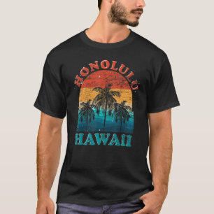 T-shirt Palmiers Tropical Hawaiian Beach Honolulu Retro