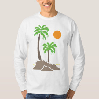 T-shirt Palmiers tropicaux avec soleil sur une petite île