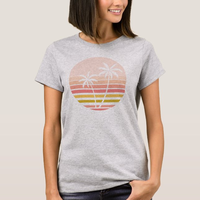 T-shirt Palmiers tropicaux rayés (Devant)