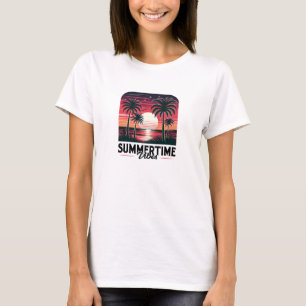 T-shirt Palmiers tropicaux rétro vibes estivales 80s