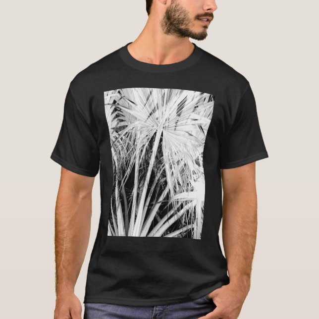 T-shirt Palmiers Vibes tropicales Silhouette blanche Negat (Devant)