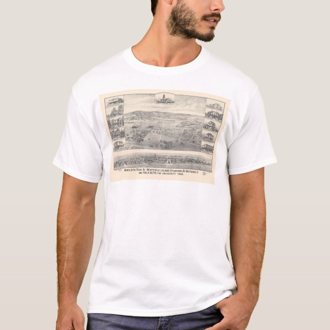 T-shirt Palo Alto, carte panoramique 1888 (1658A) de CA (Devant)