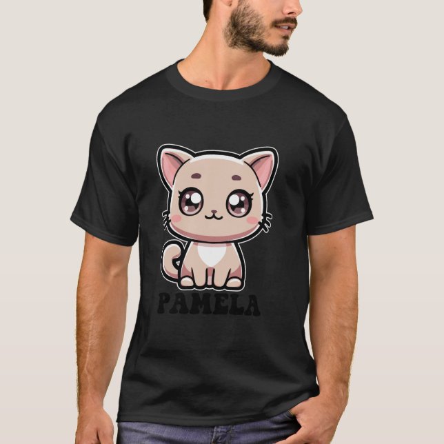 T-shirt Pamela Cute Kitty Cat Design pour filles Nom Pamel (Devant)