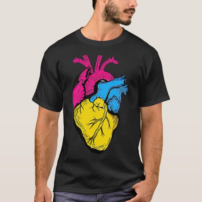 T-shirt Pan Pride LGBQ Retro Pansexual Heart (Devant)