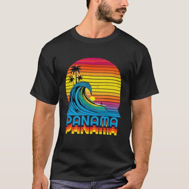 T-shirt Panama Retro Throwback Surf & Beach Souvenir (Devant)