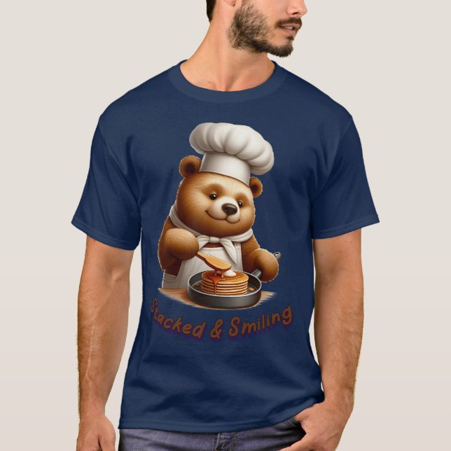 T-shirt Pancakes "Stacked & Smiling" du chef de l'ours (Devant)