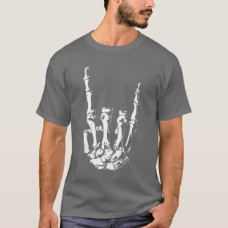 T-shirt Pancarte de main de squelette Rock On Halloween Ro