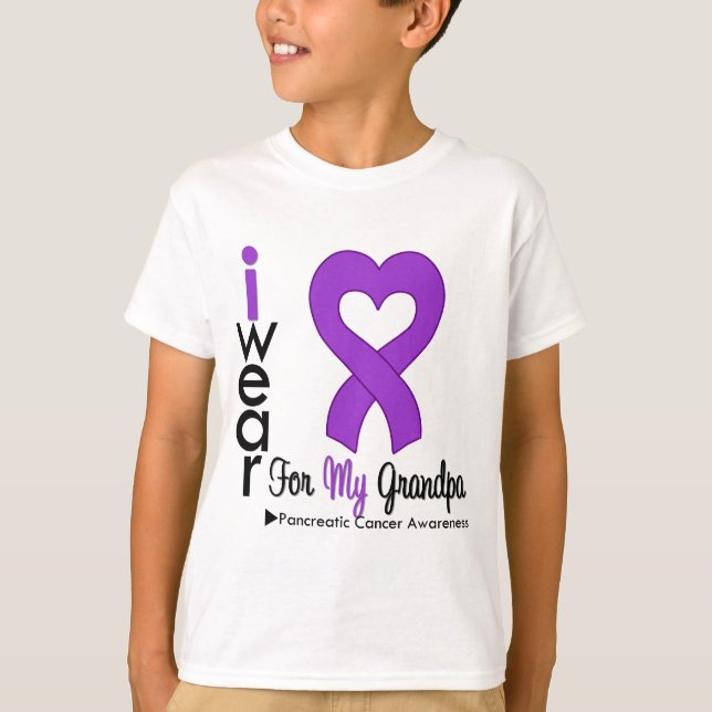 T-shirt Pancréatique Cancer Purple Ribbon Soutien Grandpa (Devant)