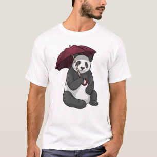 T-shirt Panda à la pluie avec parapluie