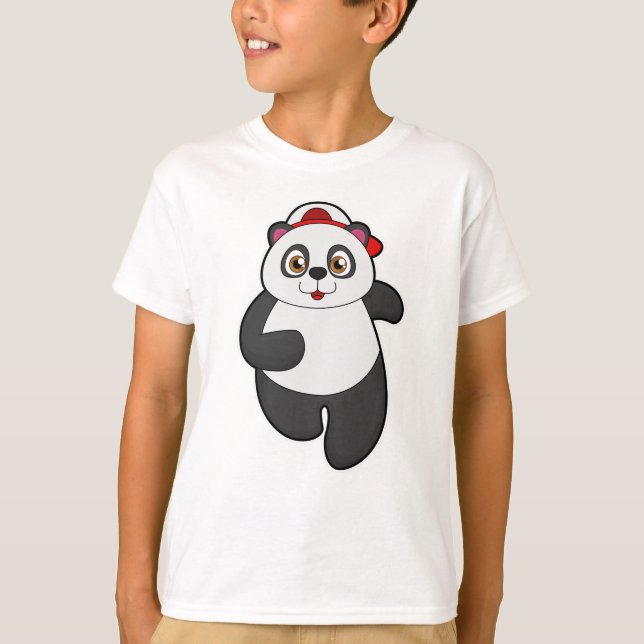 T-shirt Panda à Running avec Casquette (Devant)