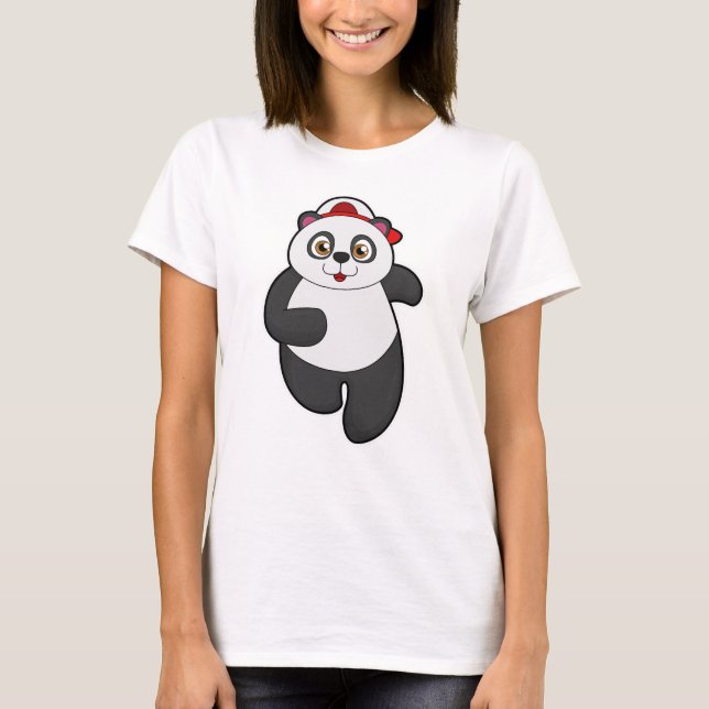 T-shirt Panda à Running avec Casquette (Devant)