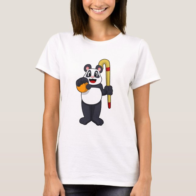 T-shirt Panda at hockey with hockey bat (Devant)