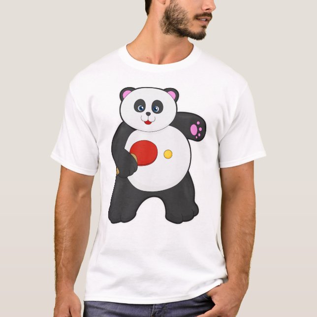 T-shirt Panda au ping-pong avec raquette de ping-pong (Devant)