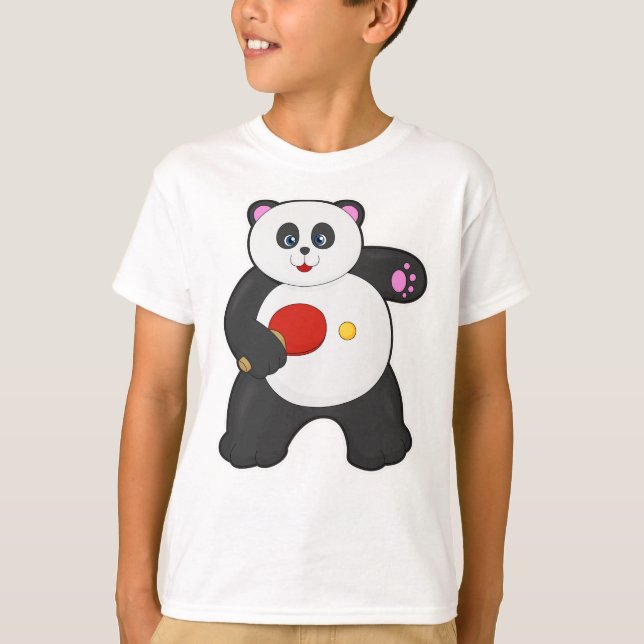 T-shirt Panda au ping-pong avec raquette de ping-pong (Devant)