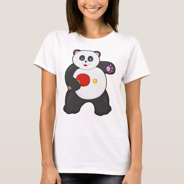 T-shirt Panda au ping-pong avec raquette de ping-pong (Devant)