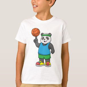 T-shirt Panda aux sports avec basket-ball