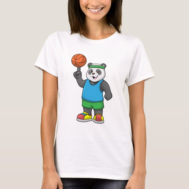 T-shirt Panda aux sports avec basket-ball (Devant)