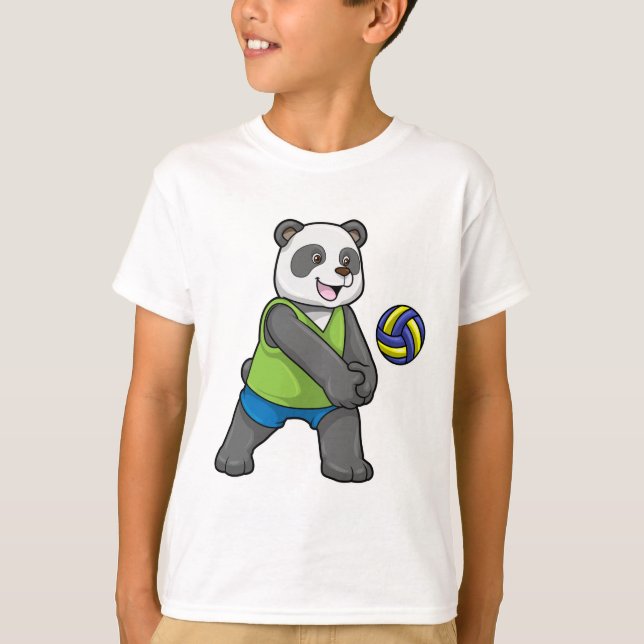 T-shirt Panda aux sports avec volleyball (Devant)