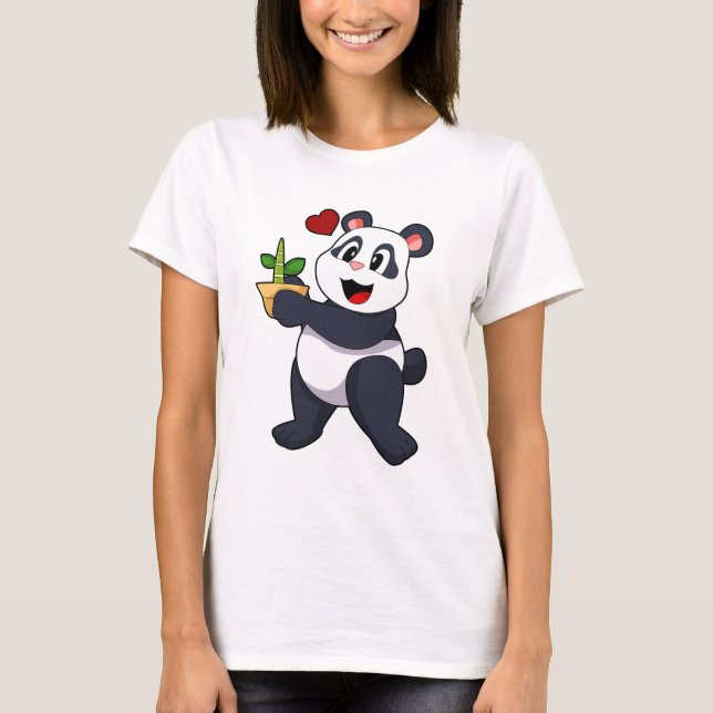 T-shirt Panda avec fleur de bambou (Devant)