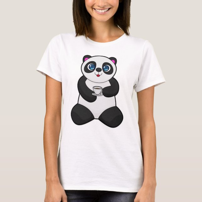 T-shirt Panda avec tasse de café (Devant)