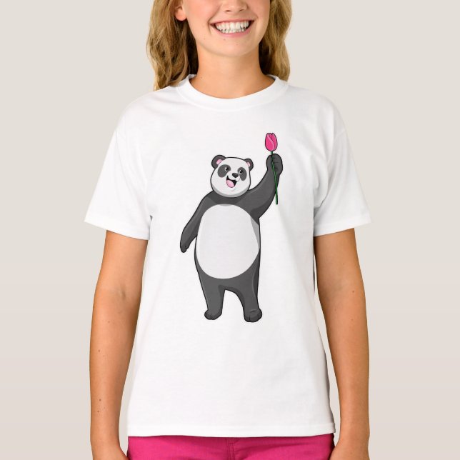T-shirt Panda avec Tulipe (Devant)
