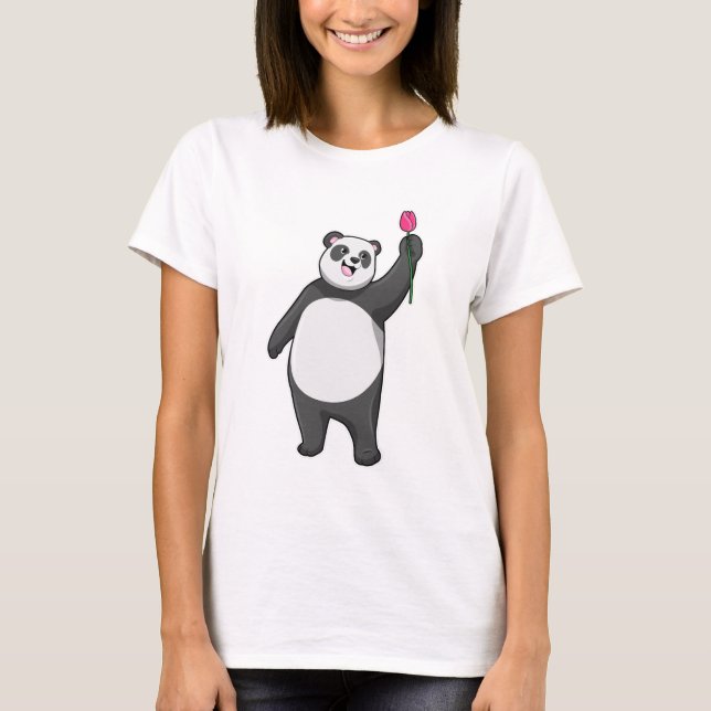 T-shirt Panda avec Tulipe (Devant)