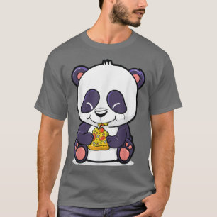 T-shirt Panda Bear Eating Pizza Cute Kawaii Pepperoni Food