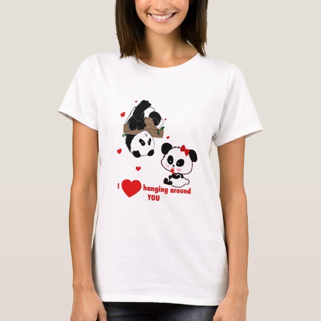 T-shirt Panda Bear Love Couple - Idée cadeau homme à femme (Devant)