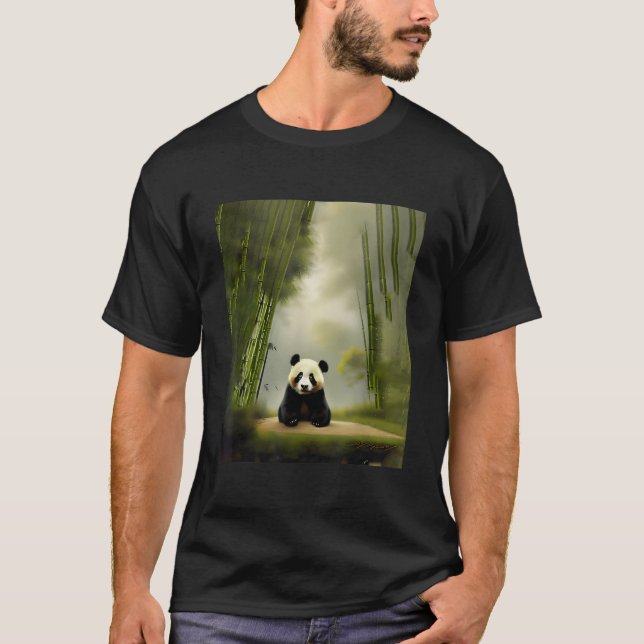 T-shirt Panda Bear Sitting In Clearing In Bamboo Field For (Devant)