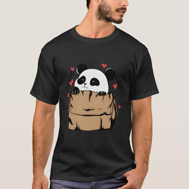 T-shirt Panda Bear With He In Cardboard Box (Devant)