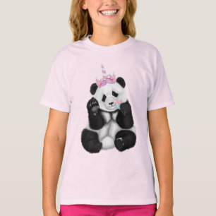 T-shirt Panda bébé en casquette de licorne
