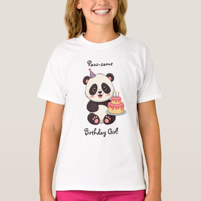 T-shirt Panda Birthday Girl Shirt (Devant)