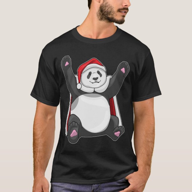 T-shirt Panda Christmas Santa chapeau (Devant)