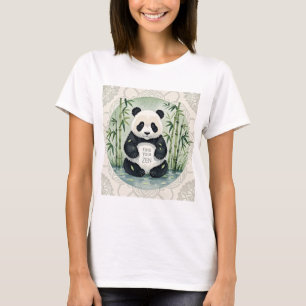 T-shirt Panda Chubby de grande taille assise dans une pose