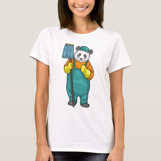 T-shirt Panda Cleaner Mop Cleaning (Devant)